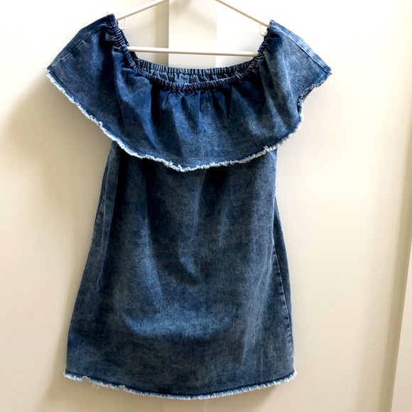 Forever 21 Tops - Forever 21 Denim Off the Shoulder Dress or Tunic Shirt Size Medium